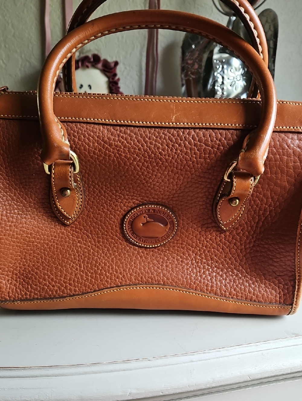 Dooney & Bourke Pebbled Leather Satchel in Cognac